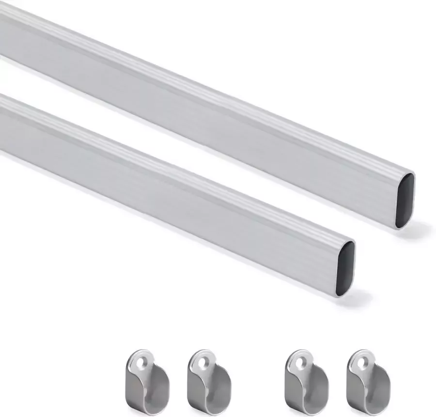 Emuca Garderobestang ovaal 30x15 mm 950 mm Aluminium Mat geanodiseerd 2 st