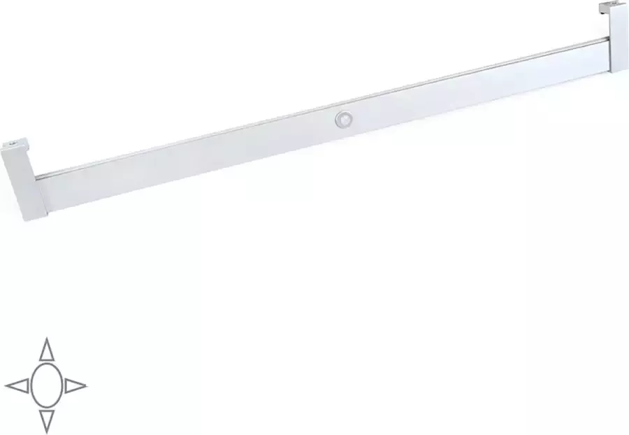 Emuca Garderobestang Polux met LED-licht verstelbaar 408-558 mm bewegingssensor Aluminium Mat geanodiseerd
