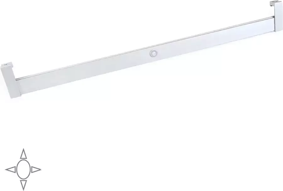 Emuca Garderobestang Polux met LED-licht verstelbaar 558-708 mm bewegingssensor Aluminium Mat geanodiseerd