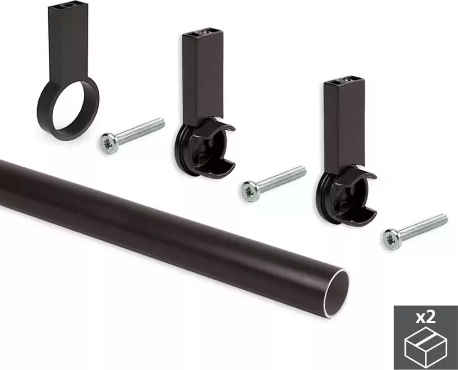 Emuca Garderobestang rond D. 28 mm 1.400 mm Aluminium Mokka kleur 2 st
