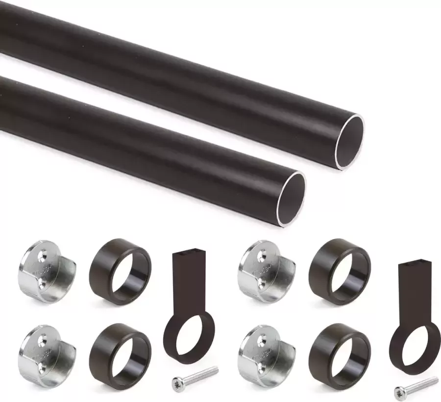 Emuca Kledingstang – Garderobestang – Rond – D.28 – 1150 mm – Aluminium – Mokka