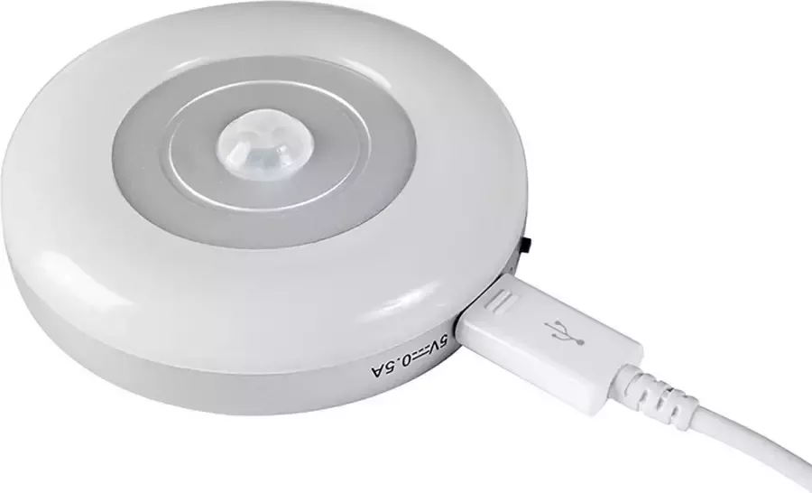 Emuca Led-lamp – Led lampen – Led lampje – USB oplaadbaar – Bewegingssensor – Natuurlijk wit licht – Kunsstof – Metalic grijs