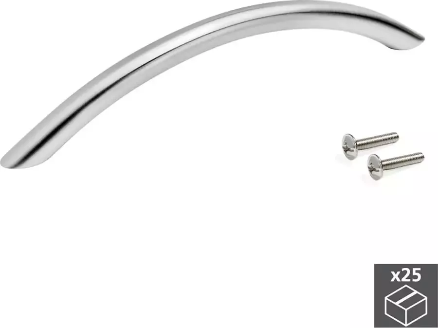 Emuca Meubelgrepen D. 10 mm gatenafstand 160 mm Staal Satijnglans nikkel 25 st