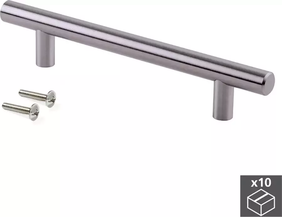 Emuca Meubelgrepen D. 12 mm gatenafstand 256 mm Staal Satijnglans nikkel 10 st