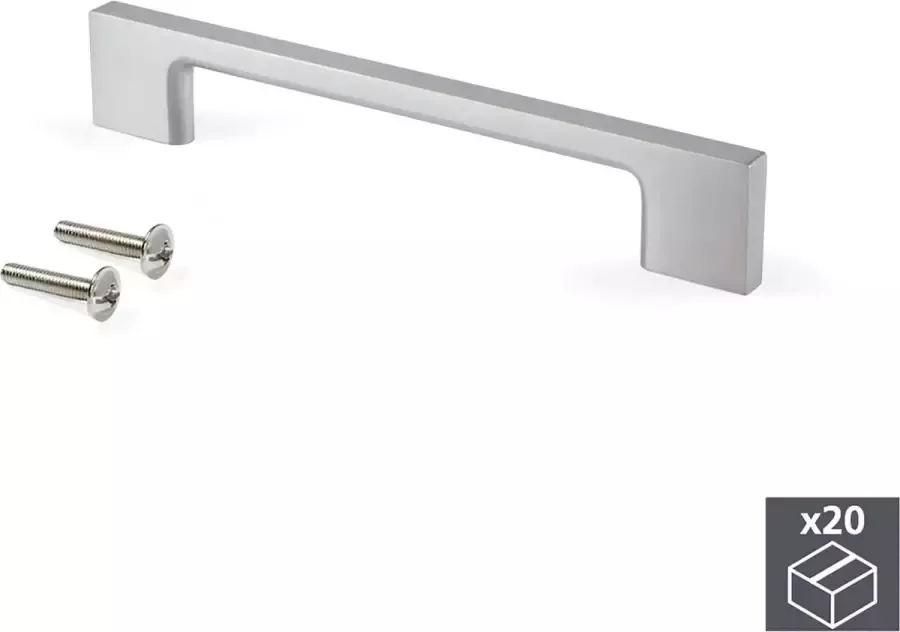 Emuca Meubelgrepen gatenafstand 128 mm Zamak Satijnglans nikkel 20 st