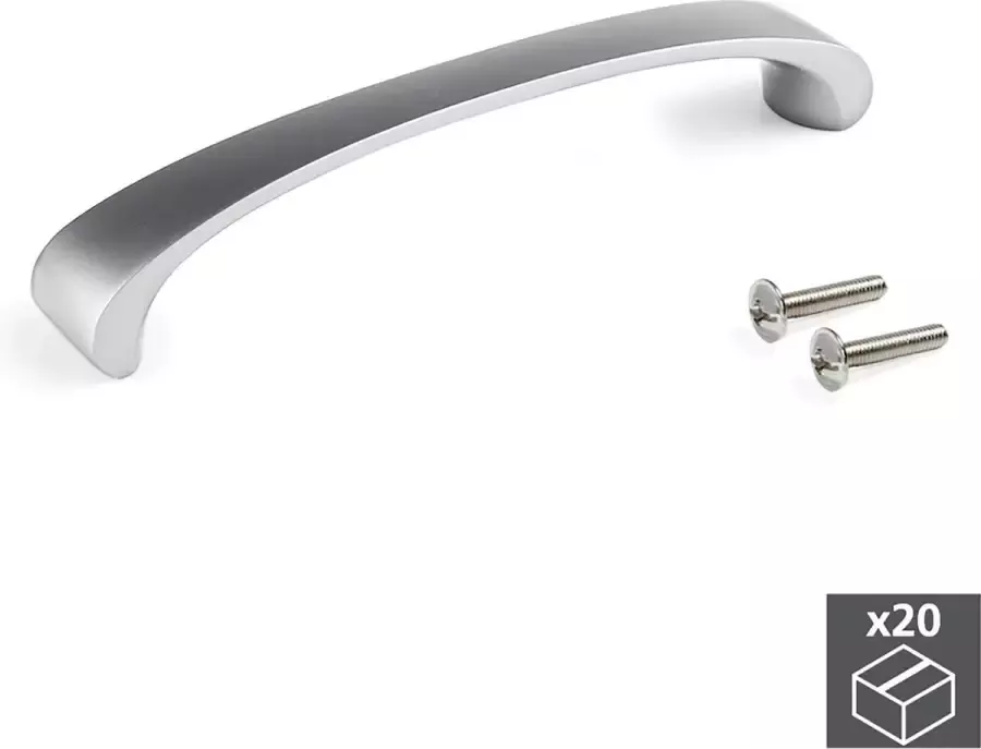 Emuca Meubelgrepen gatenafstand 128 mm Zamak Satijnglans nikkel 20 st