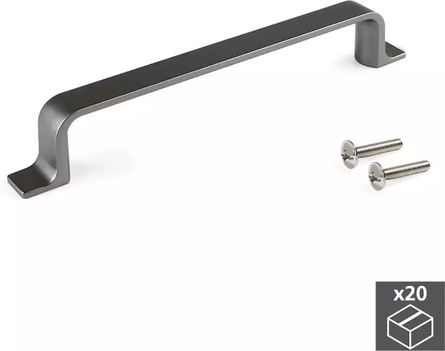 Emuca Meubelgrepen gatenafstand 128 mm Zamak Titanium kleur 20 st