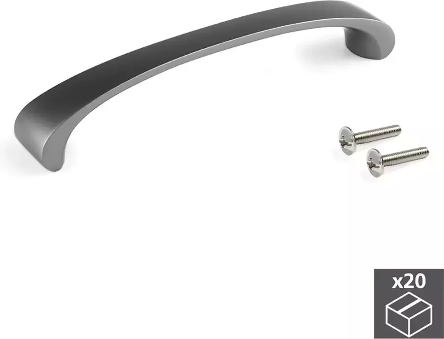 Emuca Meubelgrepen gatenafstand 128 mm Zamak Titanium kleur 20 st