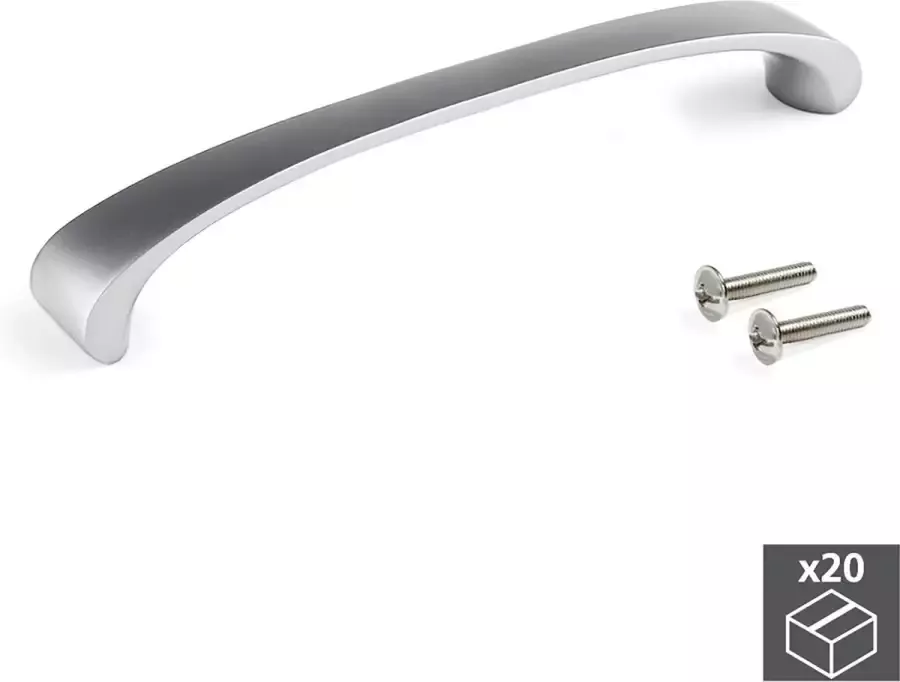 Emuca Meubelgrepen gatenafstand 160 mm Zamak Satijnglans nikkel 20 st