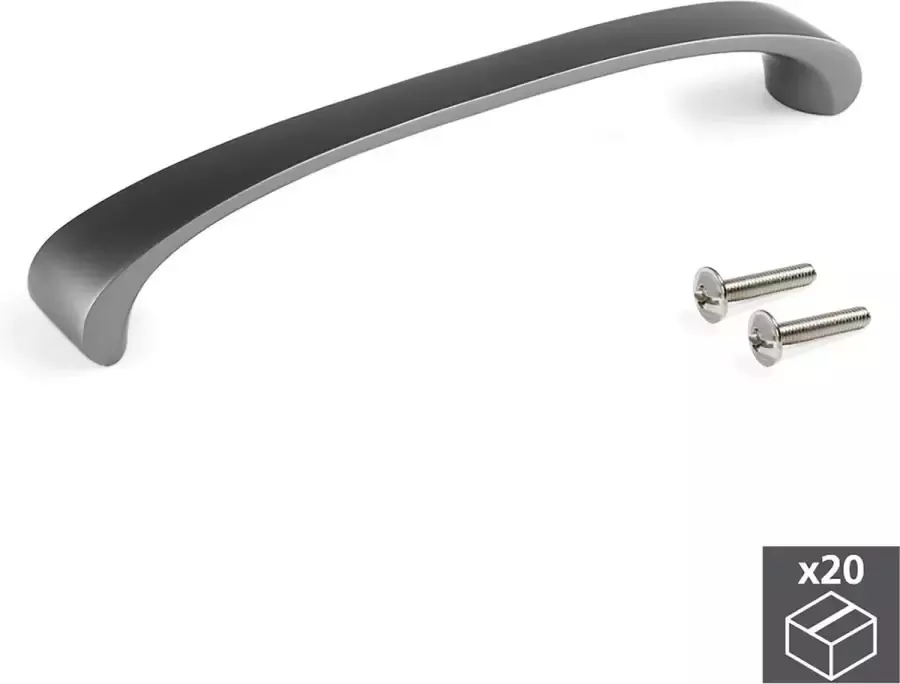 Emuca Meubelgrepen gatenafstand 160 mm Zamak Titanium kleur 20 st