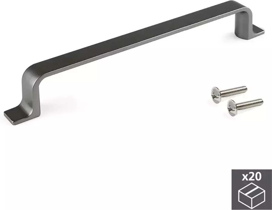 Emuca Meubelgrepen gatenafstand 160 mm Zamak Titanium kleur 20 st