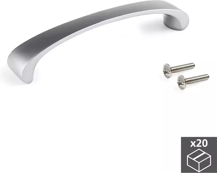 Emuca Meubelgrepen gatenafstand 96 mm Zamak Satijnglans nikkel 20 st