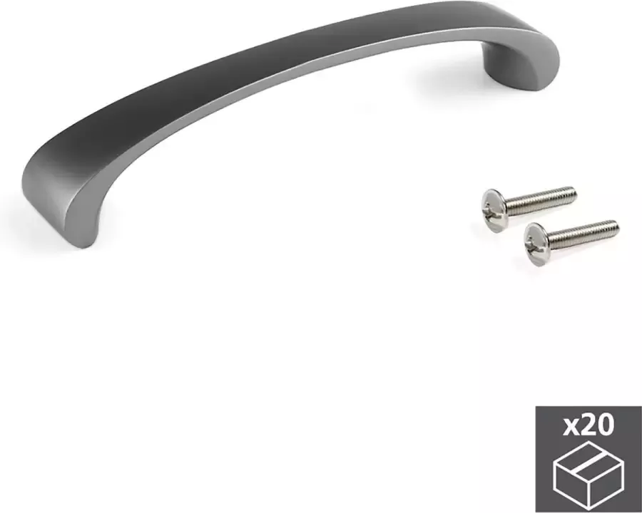 Emuca Meubelgrepen gatenafstand 96 mm Zamak Titanium kleur 20 st