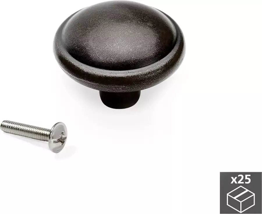 Emuca Meubelknop D. 32 mm Zamak Zwart 25 st
