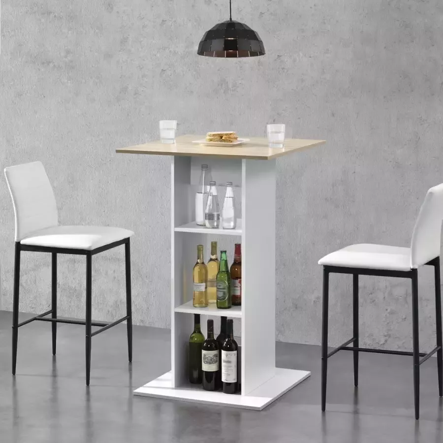 En.casa Bartafel Visby met 3 planken 70x70x110 cm wit en eiken