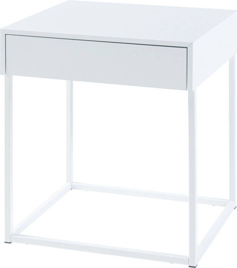 En.casa Bijzettafel Rautjärvi met lade 50x43x41 cm wit mat