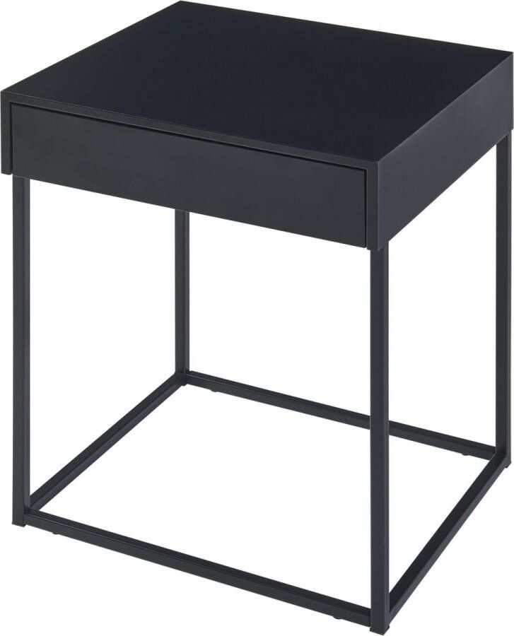 En.casa Bijzettafel Rautjärvi met lade 50x43x41 cm zwart mat