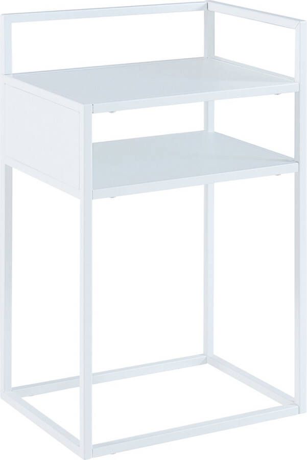 En.casa Bijzettafel Riihimäki met plank 65x40x30 cm wit mat