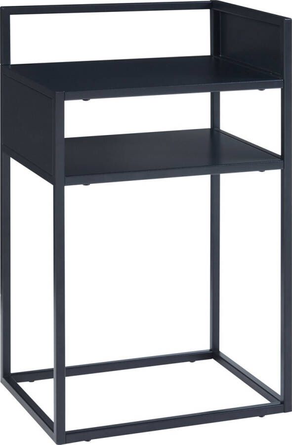 En.casa Bijzettafel Riihimäki met plank 65x40x30 cm zwart mat