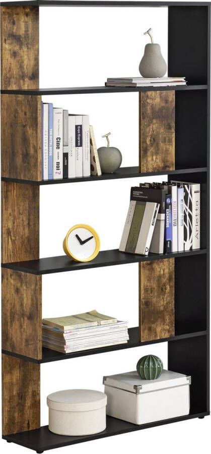 en.casa Boekenkast schap Aneby 159x80x23 5 cm zwart houtkleurig