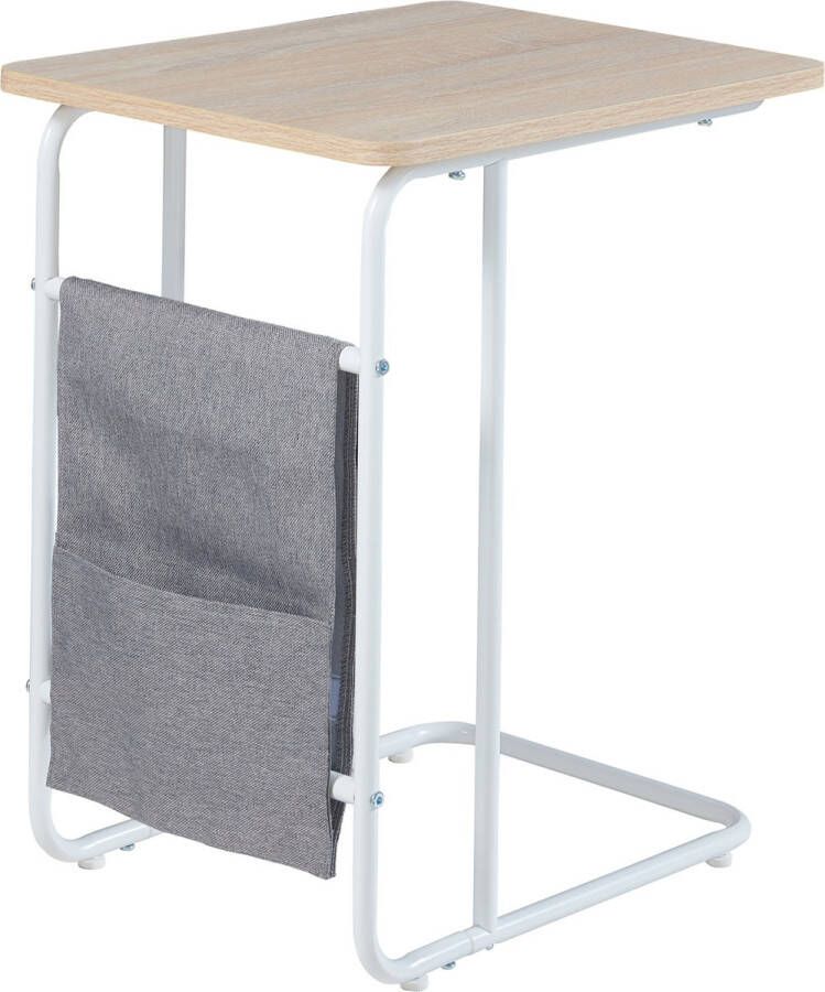 En.casa Bureau Dyrøy laptoptafel 56x48x37 cm wit eikenkleurig en grijs