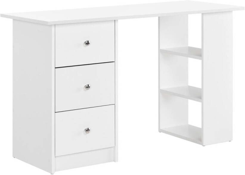 En.casa Bureau Lemberg met 3 lades en vakken 120x49x72 cm wit