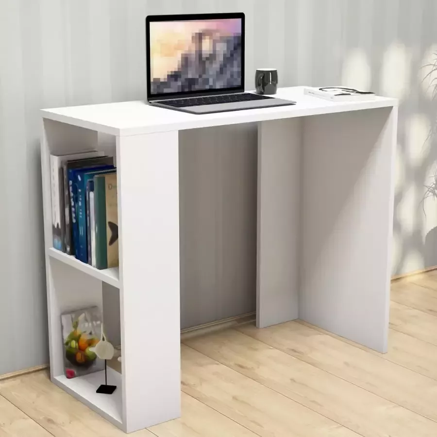 en.casa Bureau met plank 75x90x40 cm Aars wit