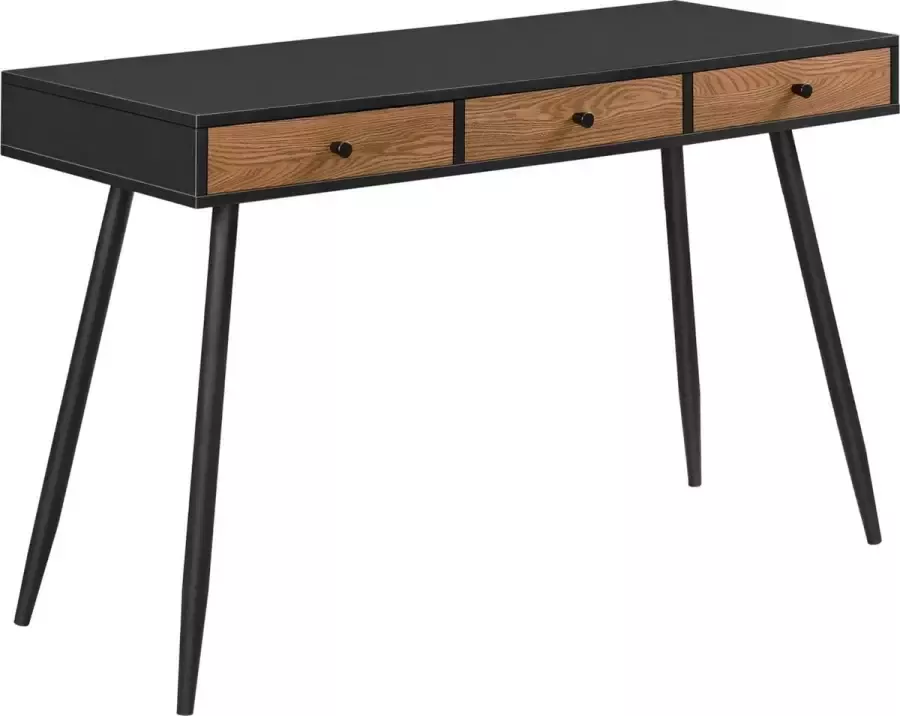 en.casa Bureau Tumba met lades 115x48x75 cm houtkleurig en zwart