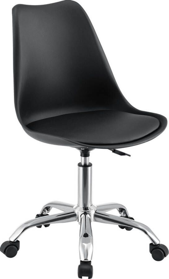 en.casa Bureaustoel Atherton op wielen 83-93x48x55 cm zwart