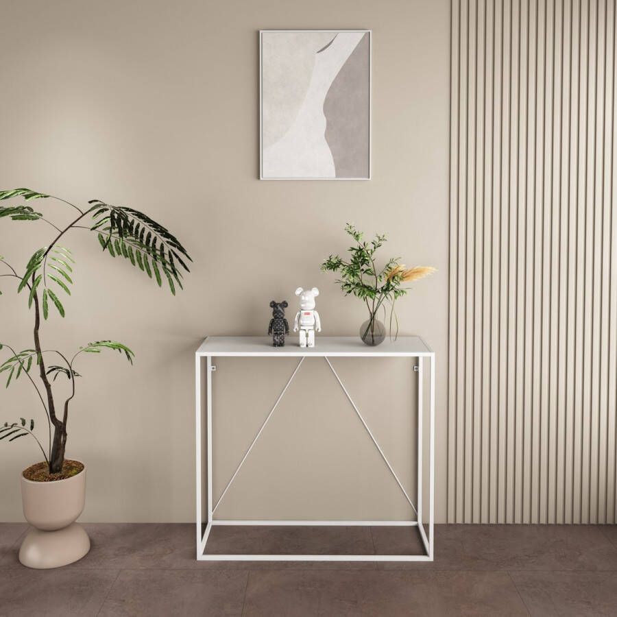 En.casa Console tafel Austevoll 90x30x80 cm staal wit