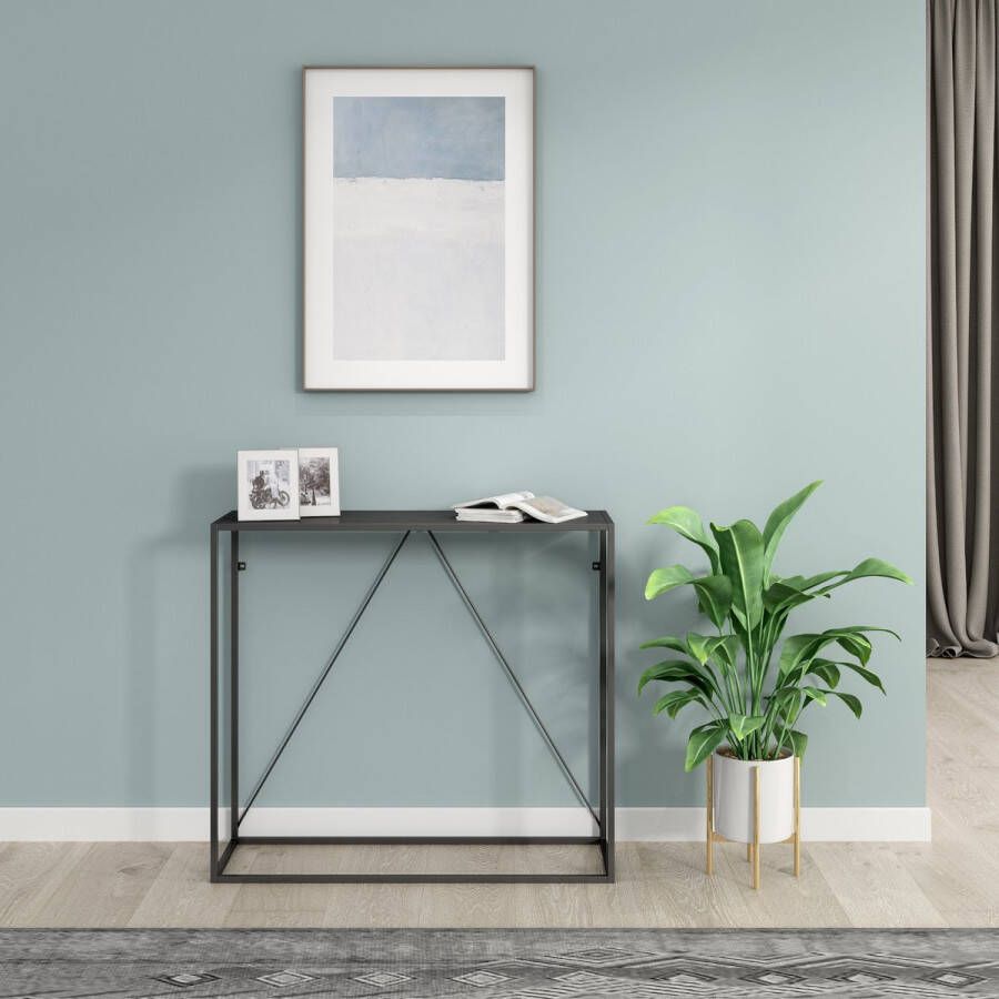 En.casa Console tafel Austevoll 90x30x80 cm staal zwart