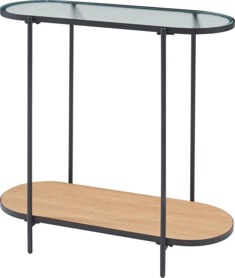 En.casa Console tafel Høyanger 80x80x30 cm zwart en eikenkleurig