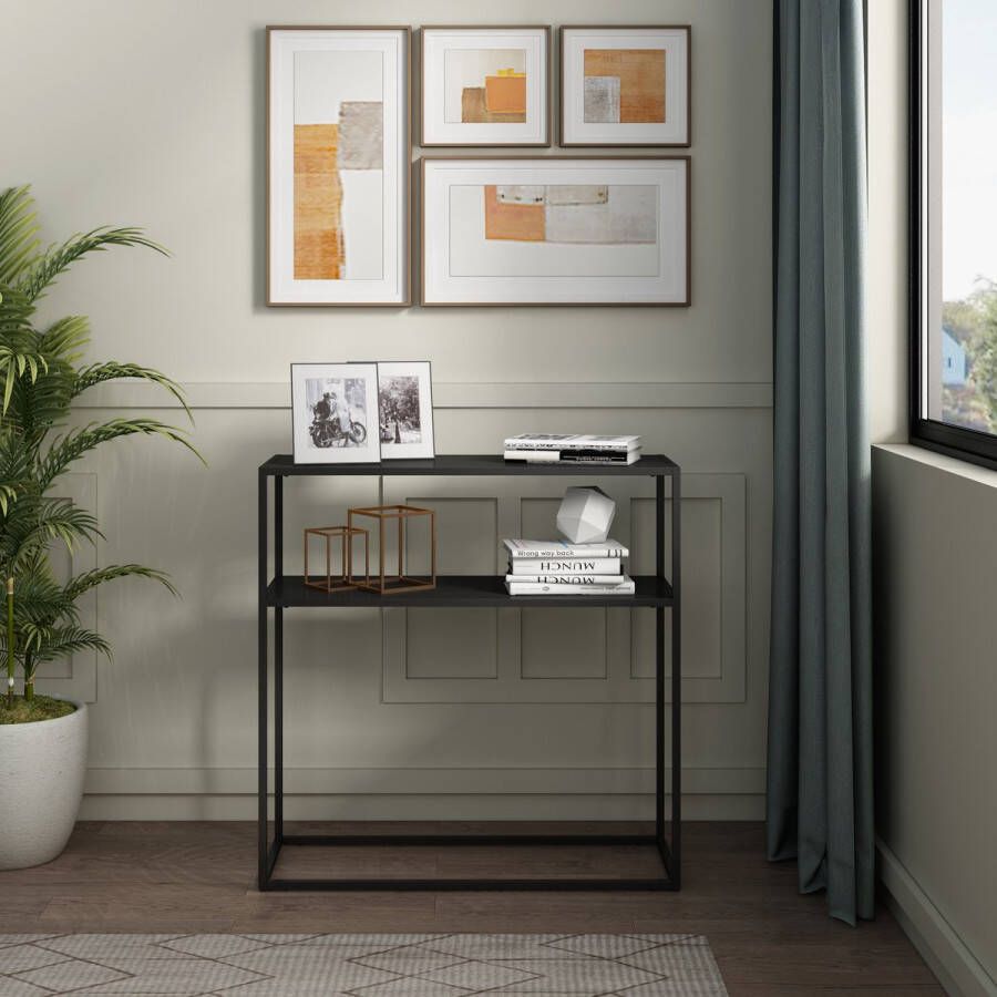 En.casa Console tafel Kuhmo sidetable 80x80x30 cm zwart [ ]