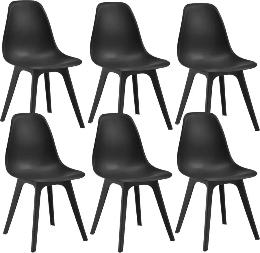 En.casa Eetkamerstoel Lendava 83x54x48 cm set van 6 kunststof zwart