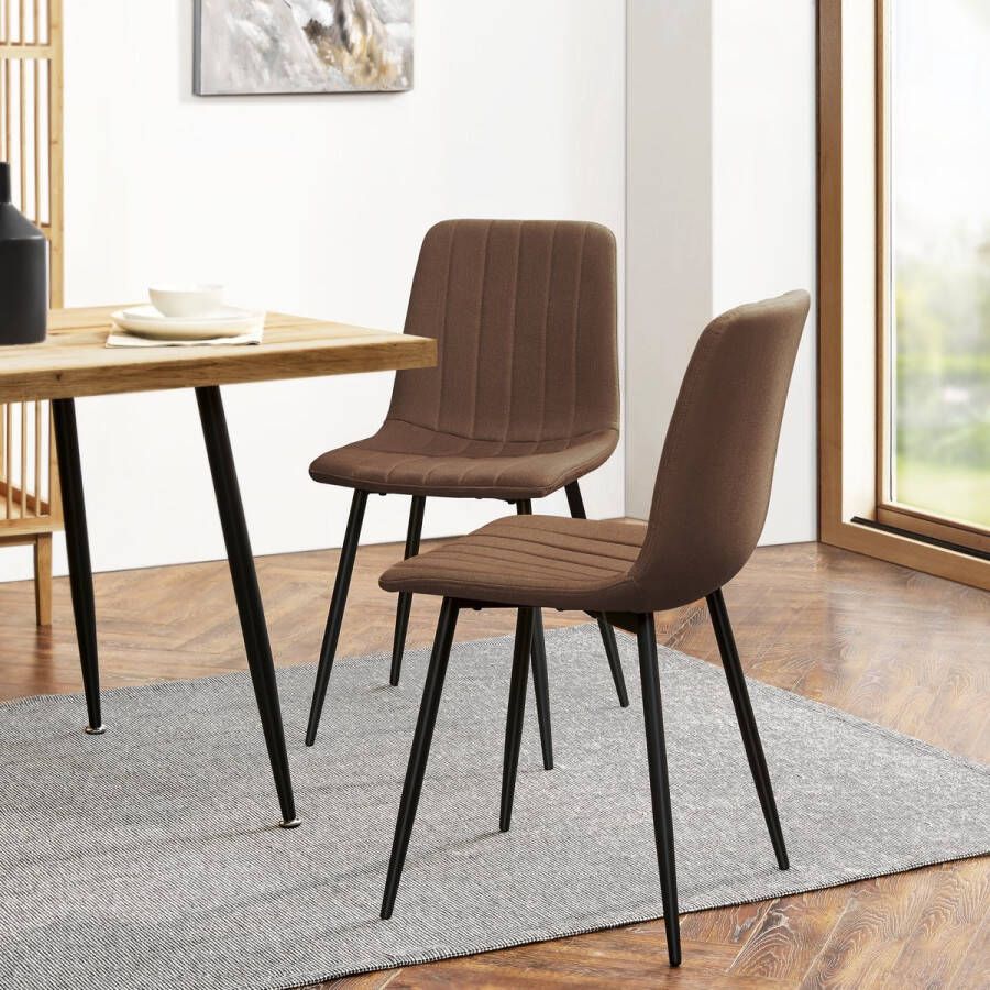 En.casa Eetkamerstoel Elsern 89x43x51 cm set van 2 donkeerbruin en zwart