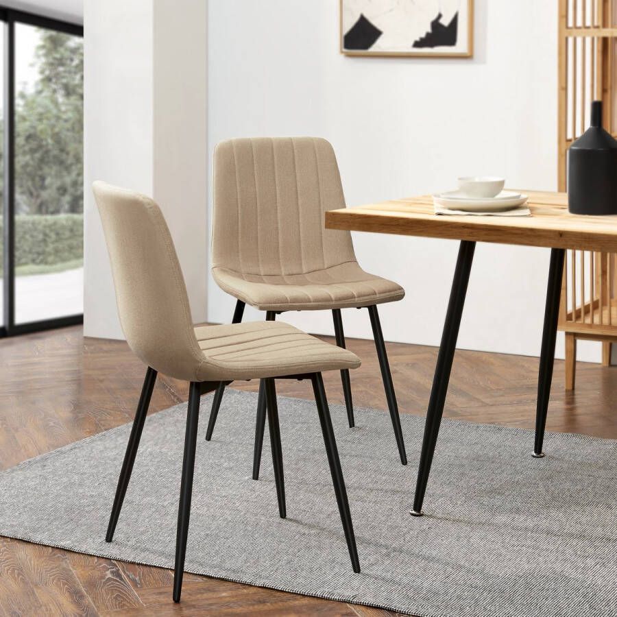 En.casa Eetkamerstoel Elsern 89x43x51 cm set van 2 lichtbruin en zwart