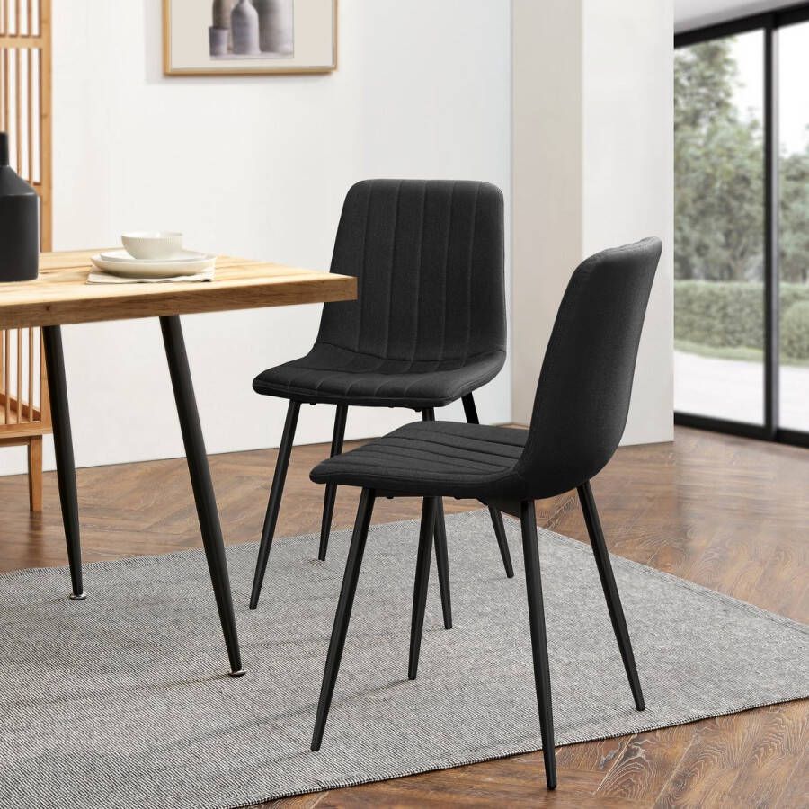 En.casa Eetkamerstoel Elsern 89x43x51 cm set van 2 zwart