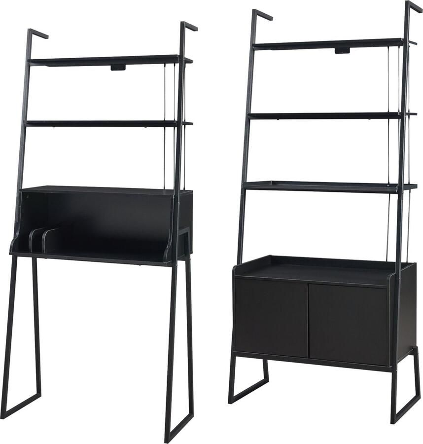 En.casa 2-delige meubelset Storfjord staand rek en bureau zwart set 1 [ ]