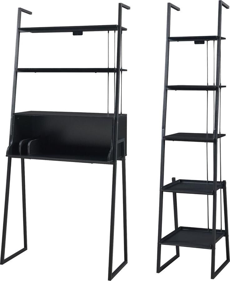 En.casa 2-delige meubelset Storfjord staand rek en bureau zwart set 3 [ ]