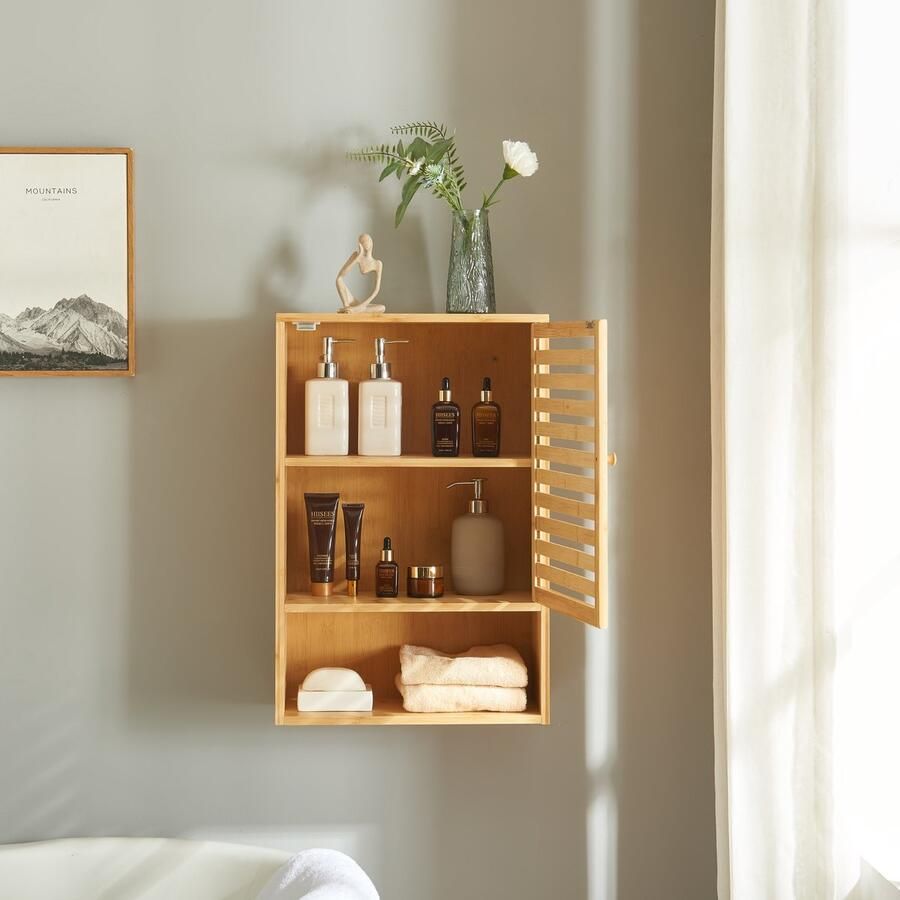 En.casa Badkamerkast Gjesdal 60x40x20 cm bamboe naturel [ ]