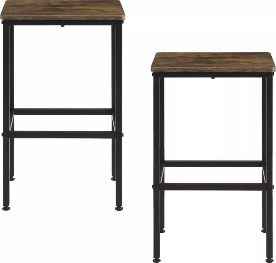 En.casa Barkruk Set van 2 stuks Hout & metaal Donker hout kleurig & zwart Afmeting (HxBxD) 65 x 40 x 30 cm