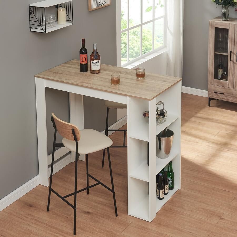 En.casa Bartafel Danderyd met 3 planken 120x60x105 5 cm wit en eikenkleurig [ ]