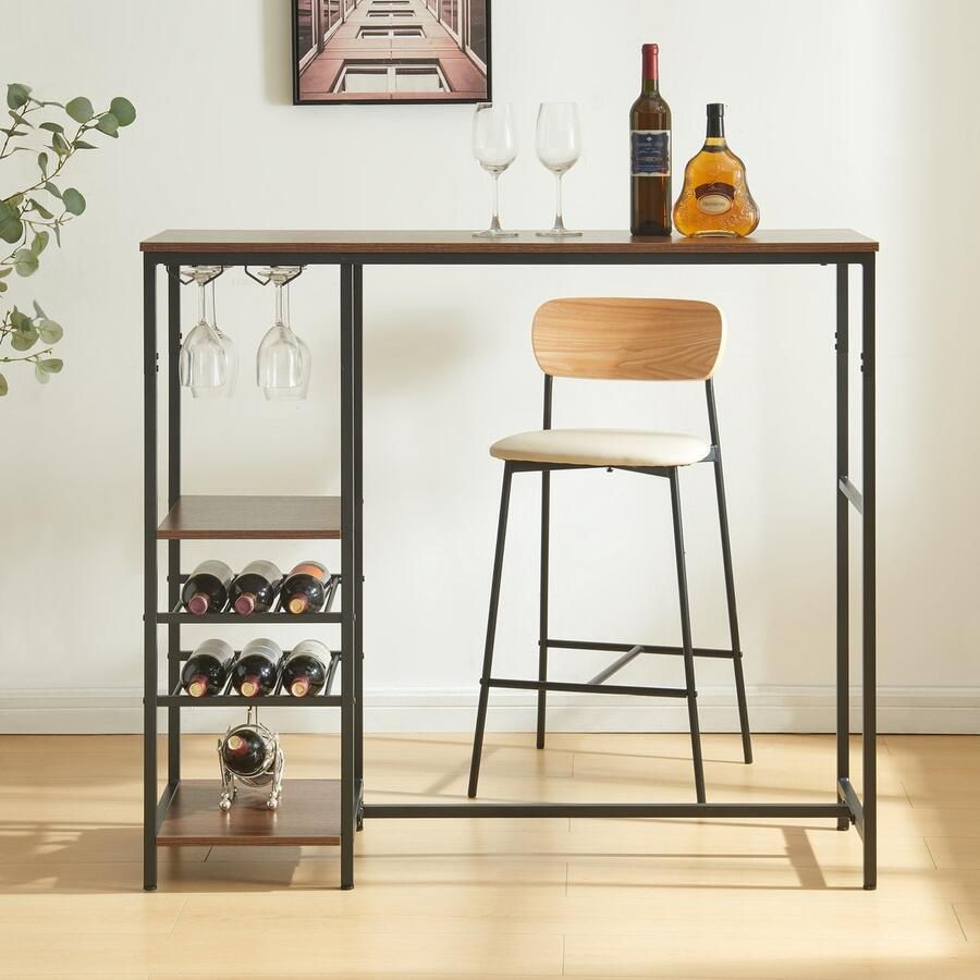 En.casa Bartafel Stjørdal 120x40x105 cm zwart en walnootkleurig [ ]