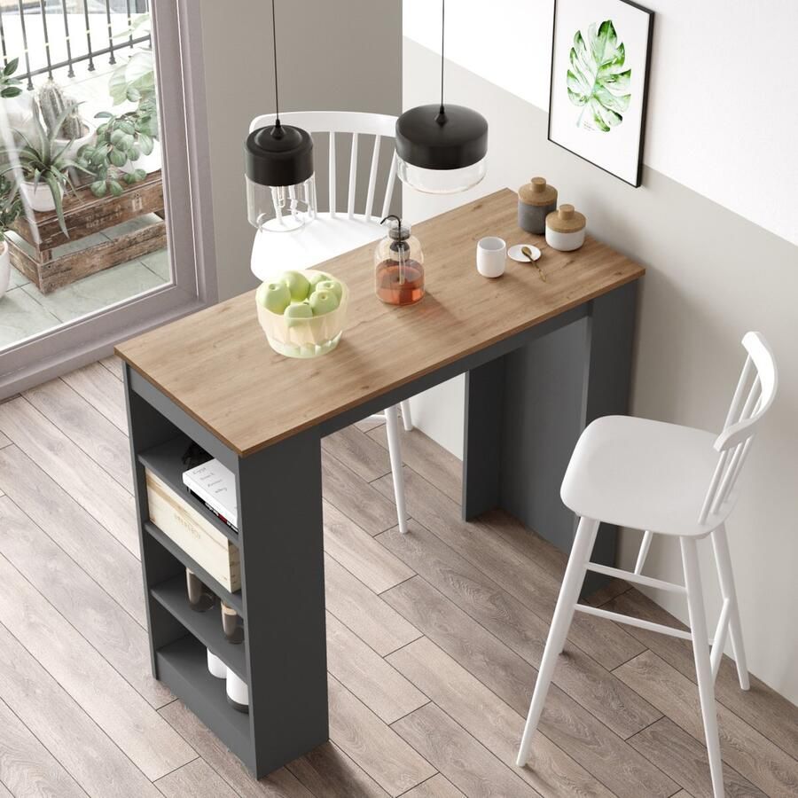 En.casa Bartafel Vesanto 120x51 5x102 cm eikenkleurig en antraciet [ ]