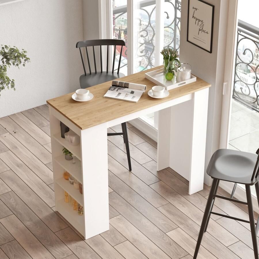 En.casa Bartafel Vesanto 120x51 5x102 cm eikenkleurig en wit [ ]