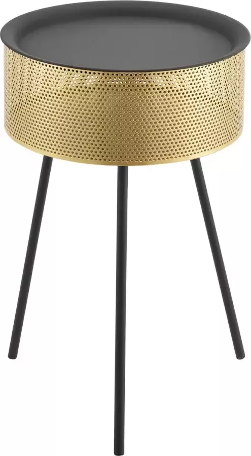 En.casa Bijzettafel Afneembaar tafelblad Zwart & goud kleurig Afmeting (HxØ) 65 x 40 cm