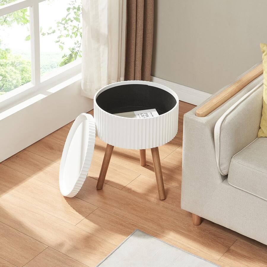 En.casa Bijzettafel Bongard 48x38 cm wit en naturel [ ]