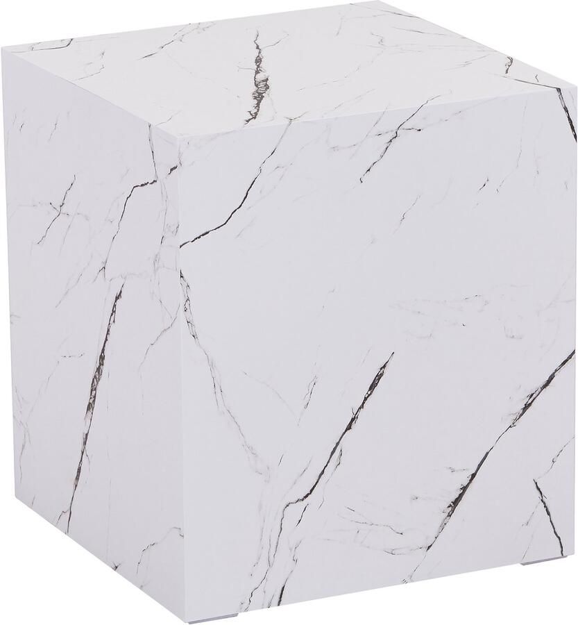 En.casa Bijzettafel Ellelu rechthoekig 45x40x40 cm marmerlook wit [ ]