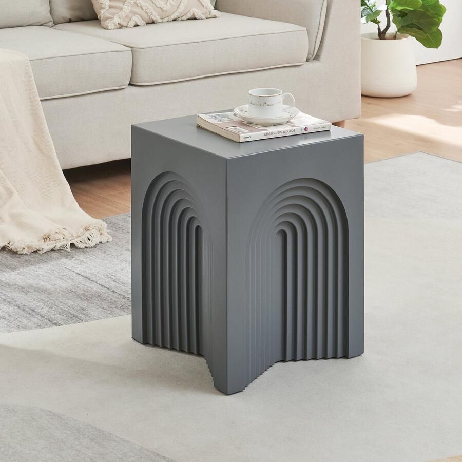 En.casa Bijzettafel Elverumn mdf 45x35x35 cm grijs mat [ ]