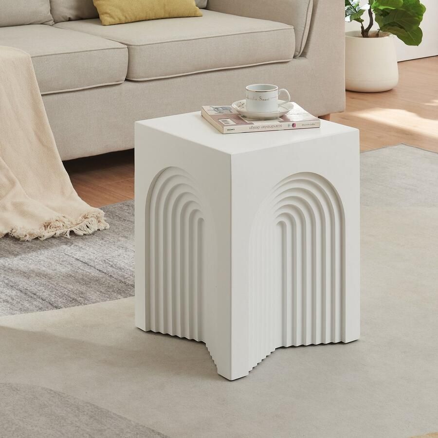 En.casa Bijzettafel Elverumn mdf 45x35x35 cm wit mat [ ]